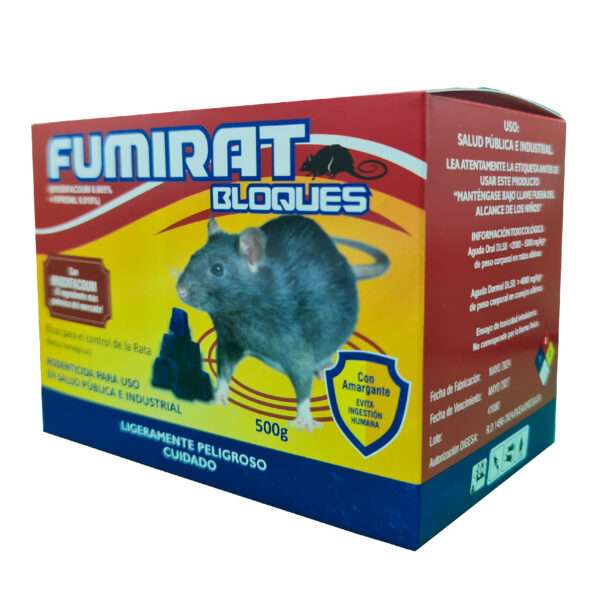 FUMIRAT BLOQUE – CAJA X 500 GR (BRODIFACOUM AL 0.5 %) – RATICIDA - Imagen 3