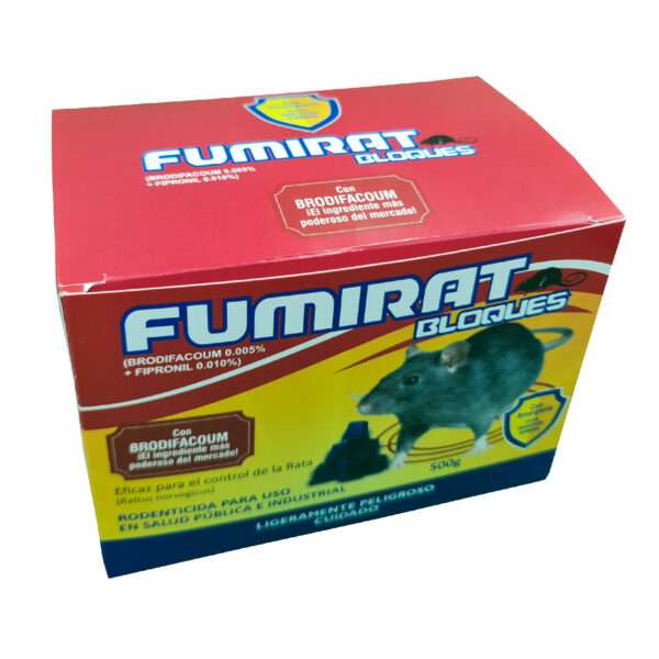 FUMIRAT BLOQUE – CAJA X 500 GR (BRODIFACOUM AL 0.5 %) – RATICIDA - Imagen 2