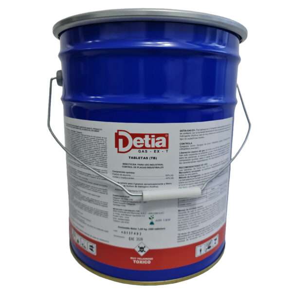 DETIA GAS LATA POR 12 KG (08 Bolsas de 500 Tabletas) / INSECTICIDA – ACARICIDA FUMIGANTE / Generador de fosfuro de hidrógeno (fosfina) - Imagen 2